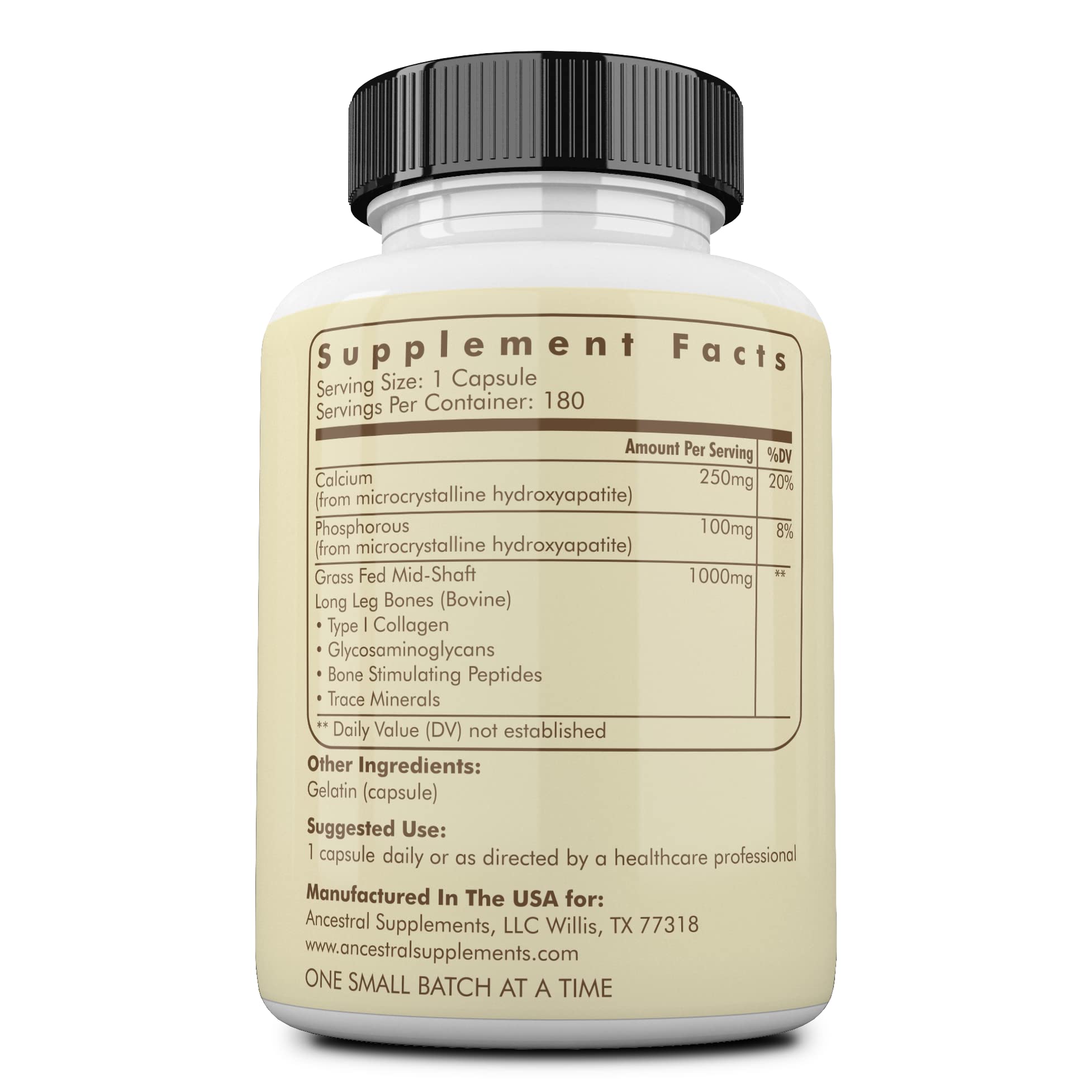 Ancestral Supplements textura del polvo de hueso, densidad y pureza para absorción