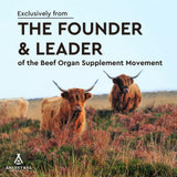 Ancestral Supplements frasco sobre mesa junto a alimentos para soporte energético