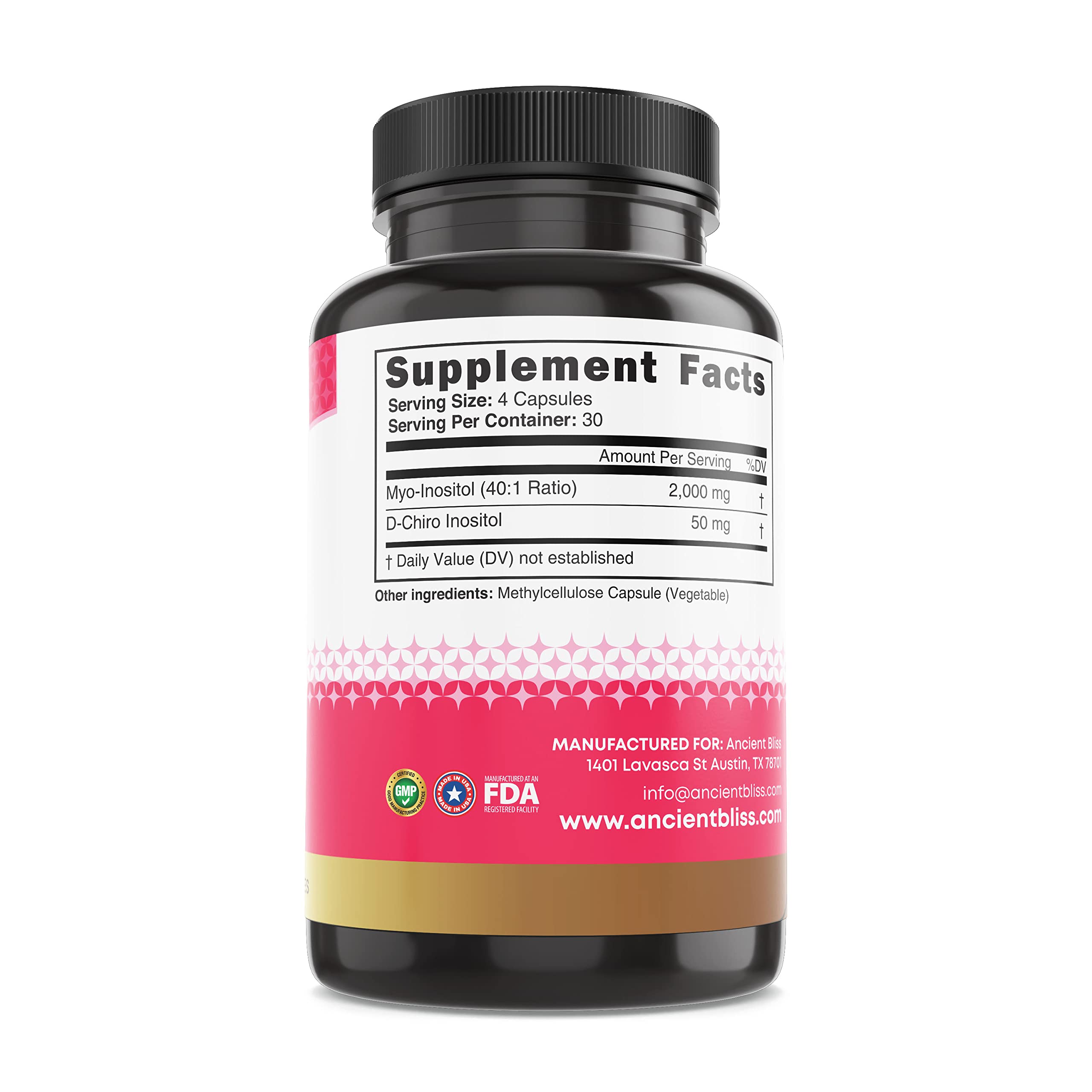 Ancient Bliss etiqueta con información nutricional legible, transparencia de ingredientes
