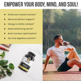 Ancient Bliss cápsula abierta con polvo, demuestra pureza y biodisponibilidad