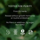 Ancient + Brave detalle de etiqueta que resalta ingrediente único y transparencia