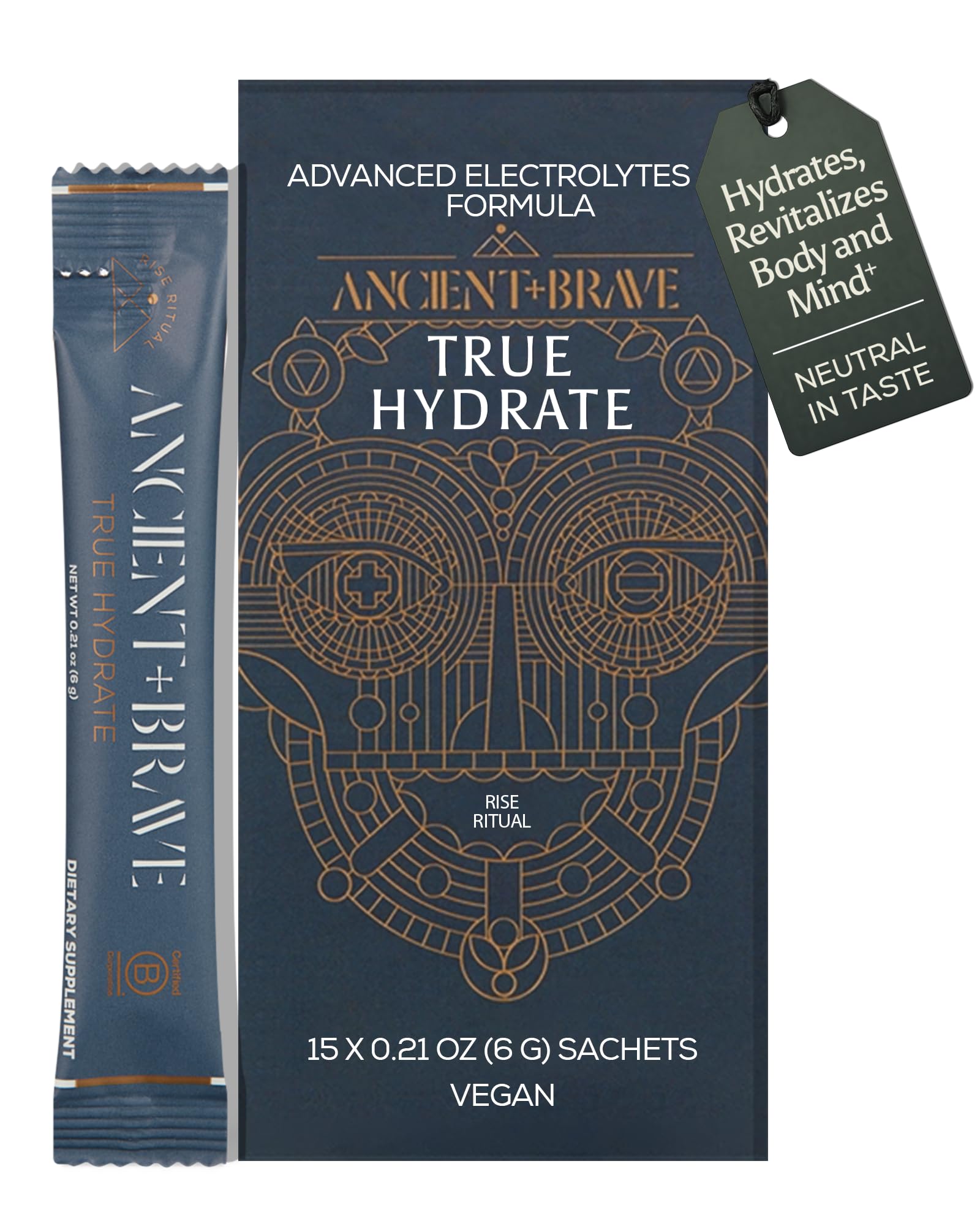 Ancient + Brave sobre frontal mostrando paquete práctico y portabilidad