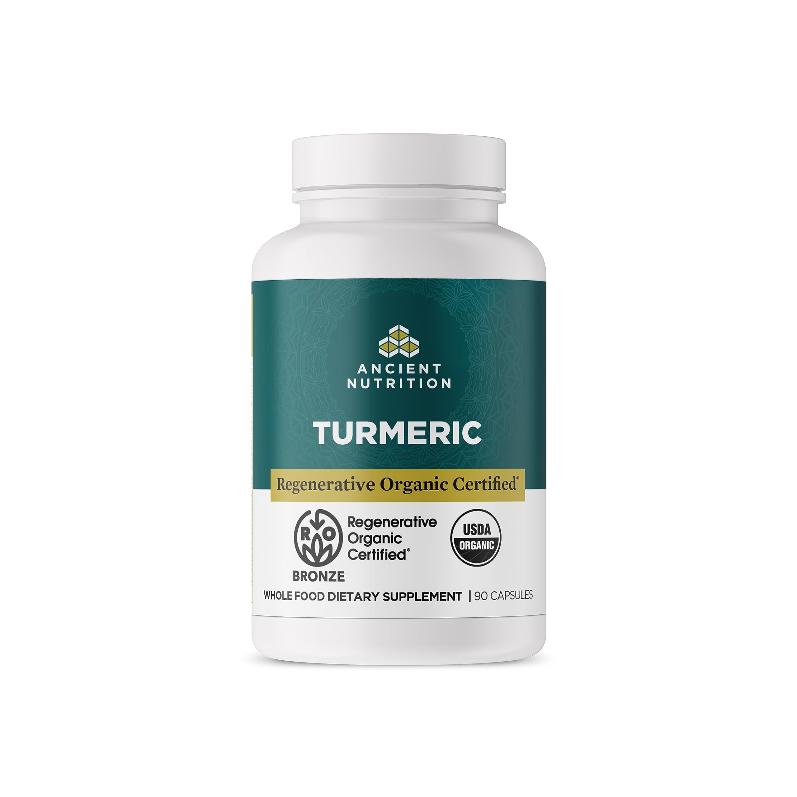 Ancient Nutrition envase frontal mostrando cápsulas y marca, transmite confianza