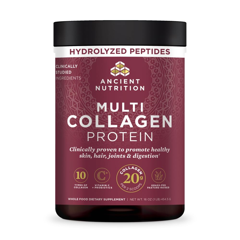Ancient Nutrition envase frontal visible, aporta colágeno versátil