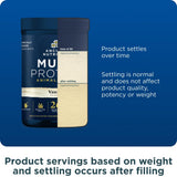 Ancient Nutrition cucharada medidora junto a envase para comparar tamaño de porción