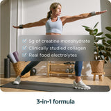 Ancient Nutrition etiqueta con lista de ingredientes destacando creatina y colágeno