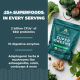 Ancient Nutrition etiqueta con lista de ingredientes orgánicos y probióticos