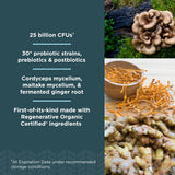 Ancient Nutrition etiquetas de ingredientes resaltando micelio y jengibre