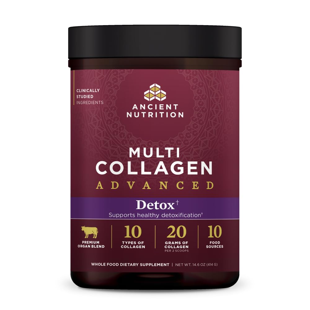 Ancient Nutrition envase frontal mostrando 36 porciones y beneficios
