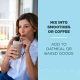 Ancient Nutrition comparación de tamaño con mano, envase portátil