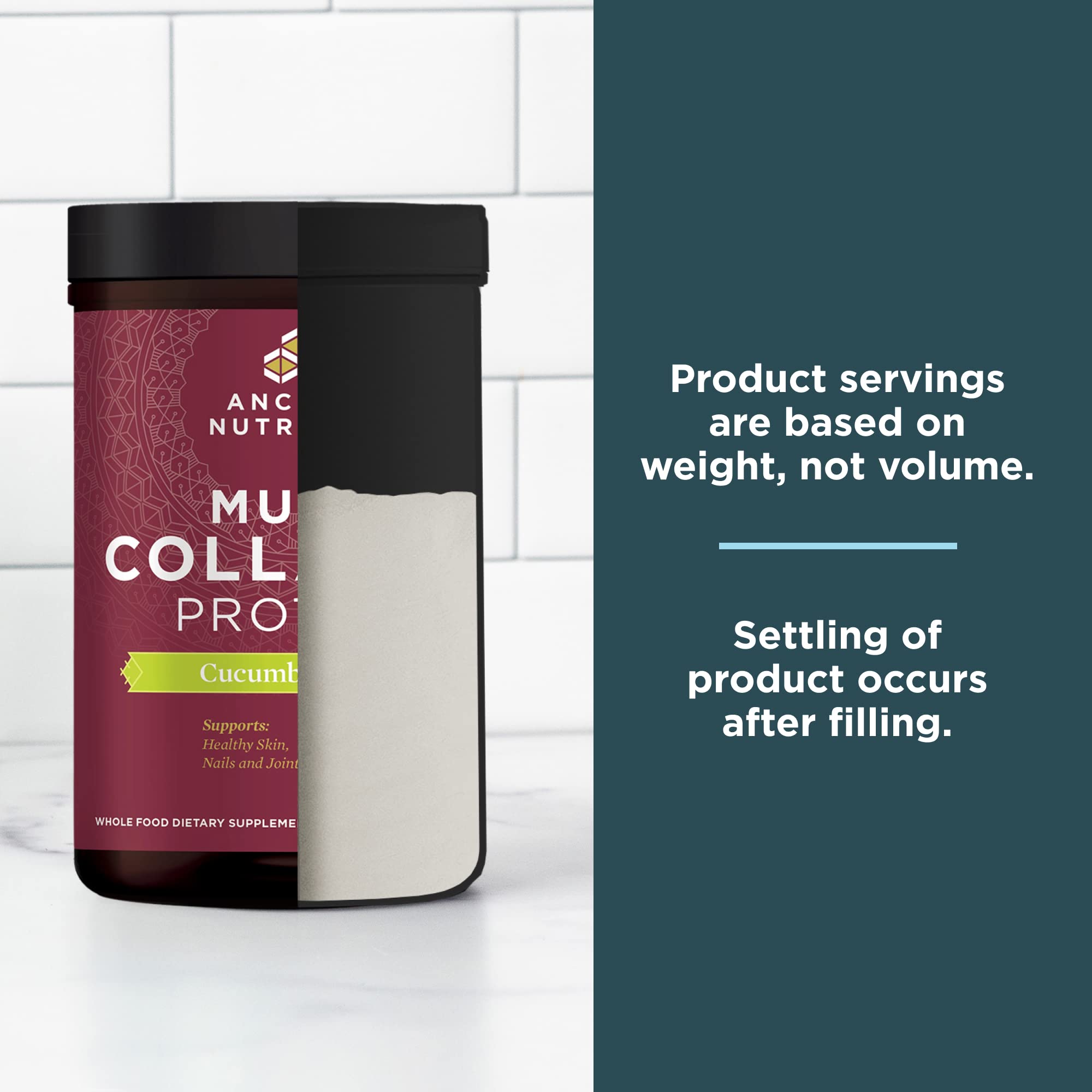 Ancient Nutrition producto en cocina matutina para uso diario práctico