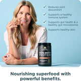 Ancient Nutrition etiqueta nutricional con información de proteína por porción