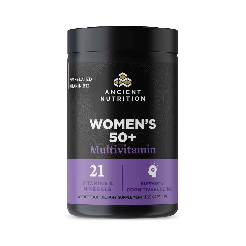 Ancient Nutrition frente del empaque mostrando la fórmula para menopausia y beneficios claros