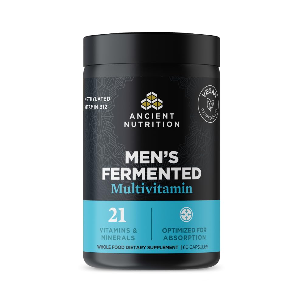 Ancient Nutrition frente del envase mostrando 60 cápsulas y beneficios claros