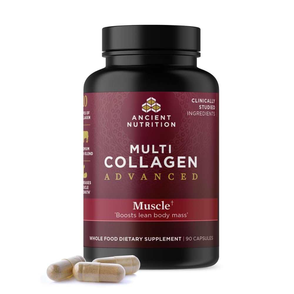 Ancient Nutrition frente del envase y cápsulas, transmite confianza y claridad