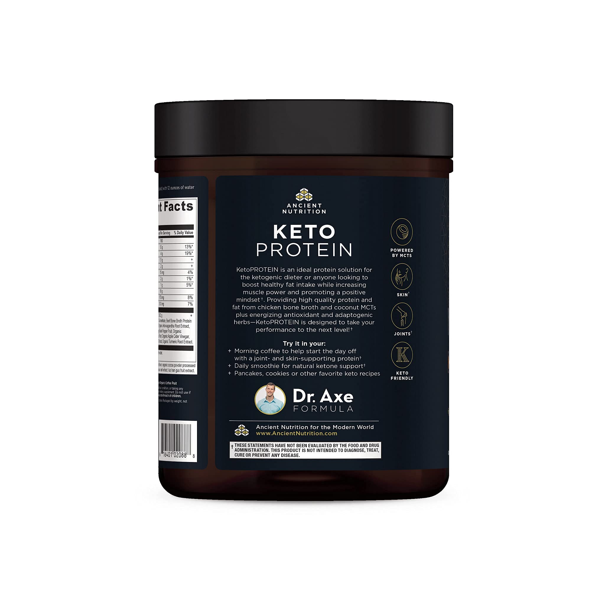 Ancient Nutrition etiqueta nutricional KetoPROTEIN detalle de macronutrientes