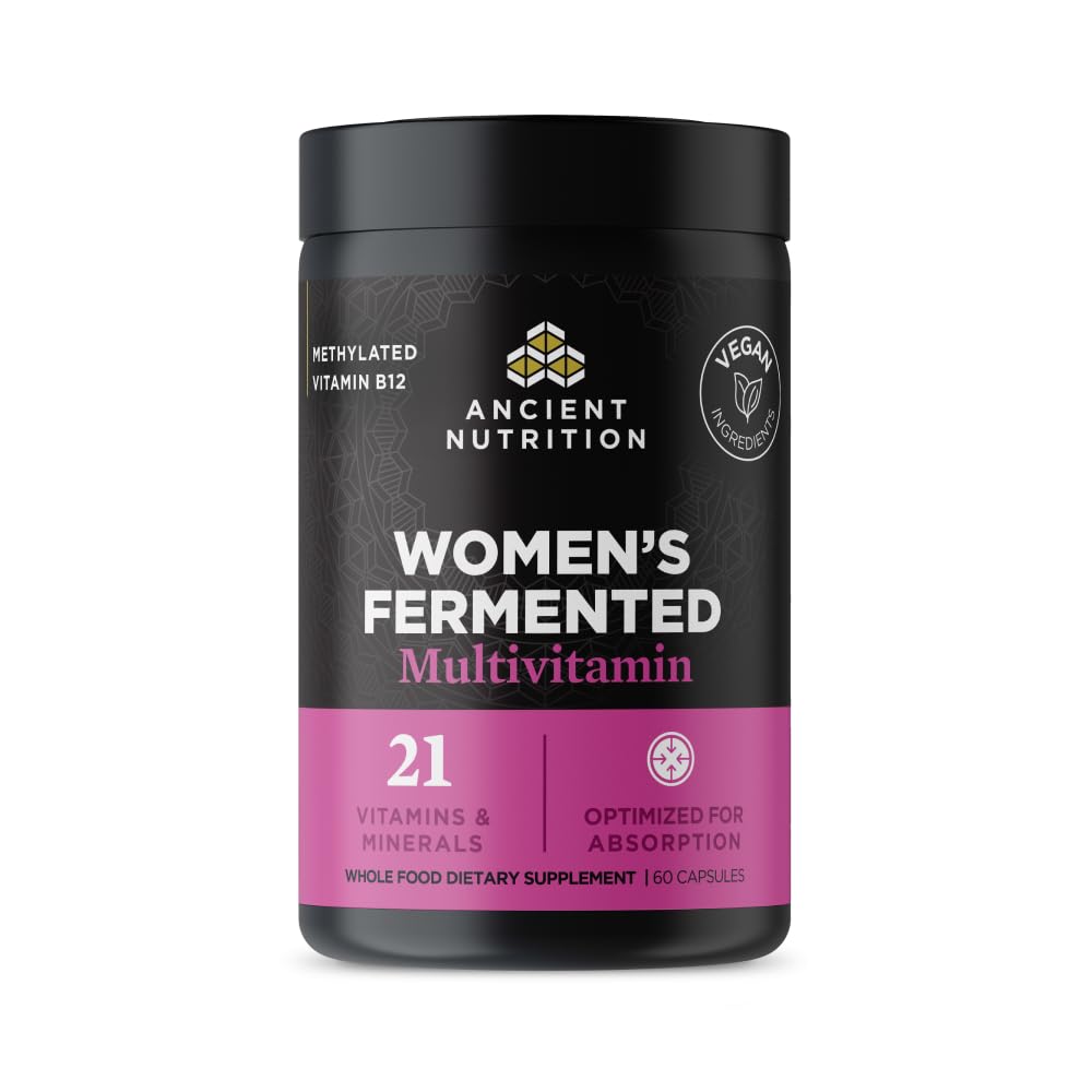 Ancient Nutrition frontal del frasco mostrando etiqueta y beneficios visibles