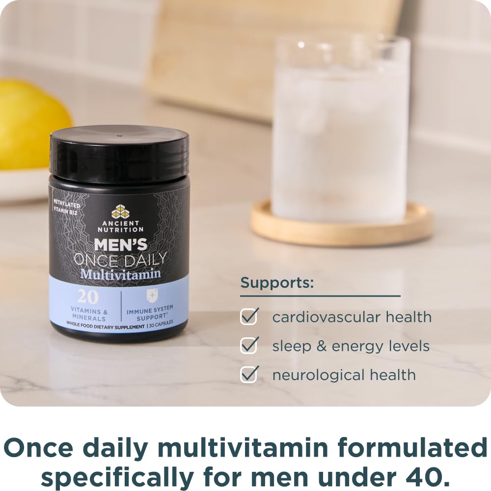 Ancient Nutrition cápsula junto a una regla para comparar tamaño y facilitar decisión de compra