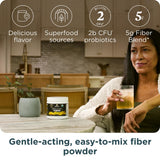 Ancient Nutrition polvo disuelto en vaso mostrando apariencia clara y bebida lista para consumir
