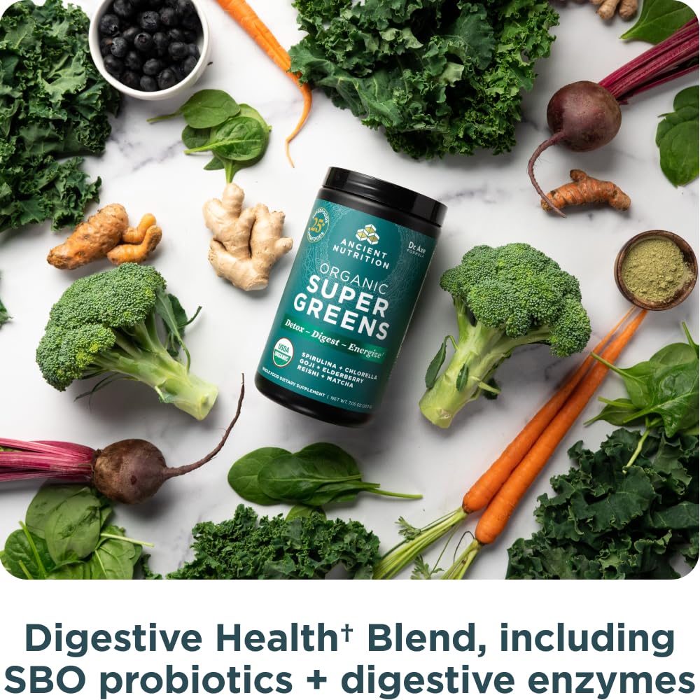 Ancient Nutrition batido en bol con super greens para integrar en recetas