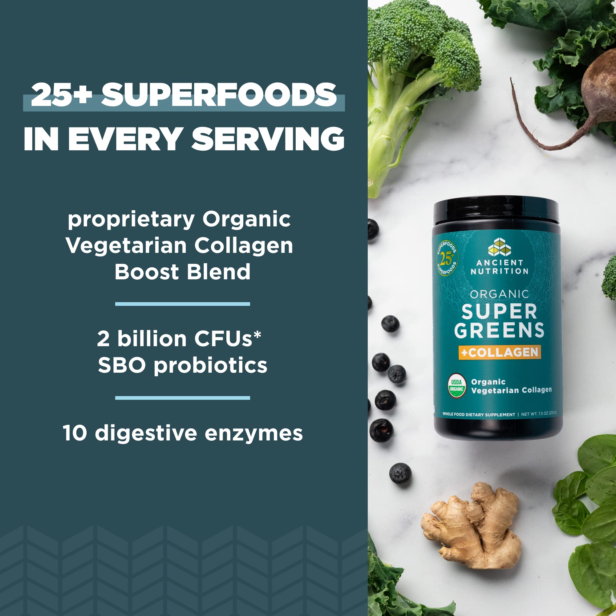 Ancient Nutrition batido preparado usando el polvo para energía rápida y fácil