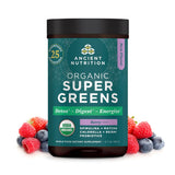 Ancient Nutrition frasco frontal del producto mostrando etiqueta y tamaño, facilita elección informada