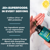 Ancient Nutrition tableta en mano para comparar tamaño y facilidad de uso