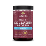 Ancient Nutrition tarro frontal mostrando la etiqueta y beneficios