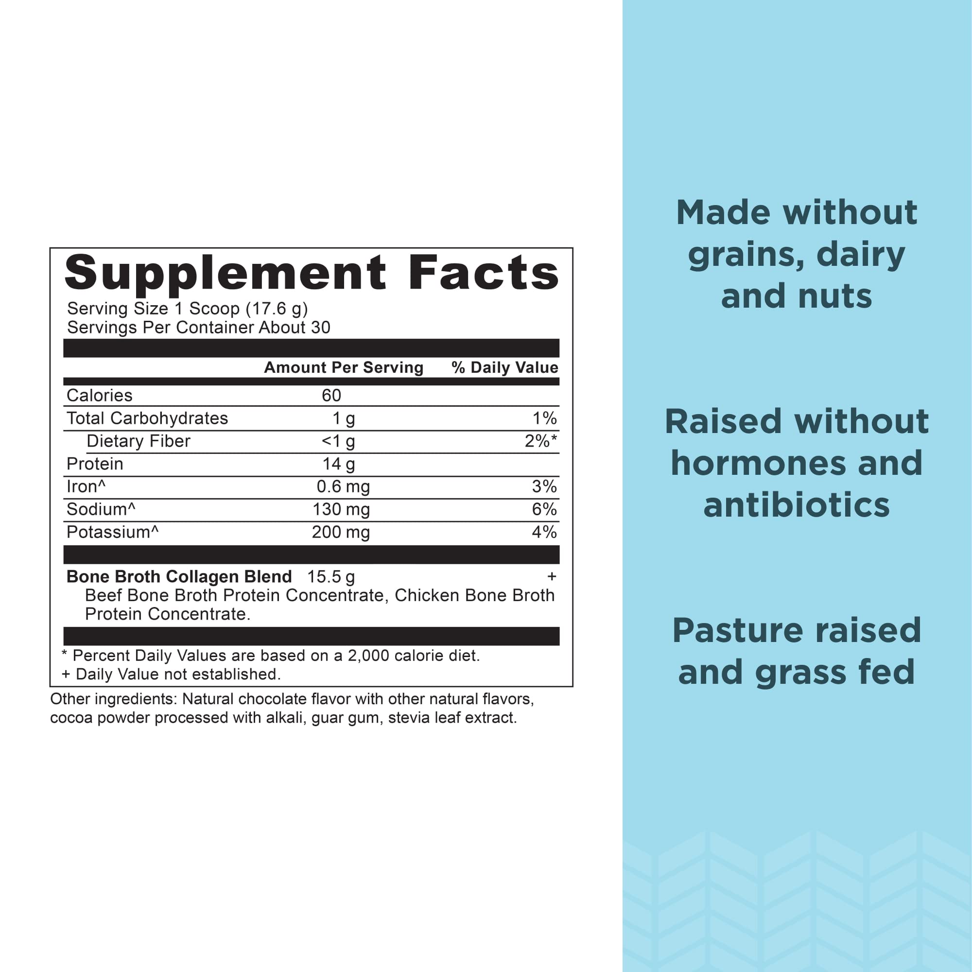Ancient Nutrition primer plano de textura del polvo, mezcla fácil