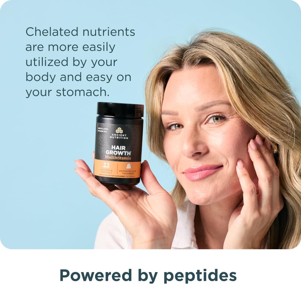 Ancient Nutrition suplemento en rutina matutina para cabello, piel y uñas más saludables