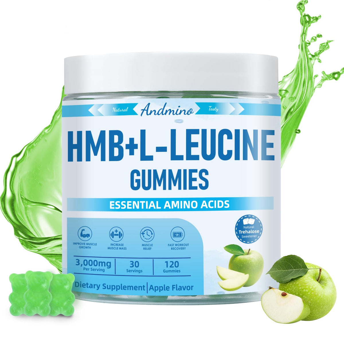 andmino envase frontal mostrando 120 gominolas y beneficios