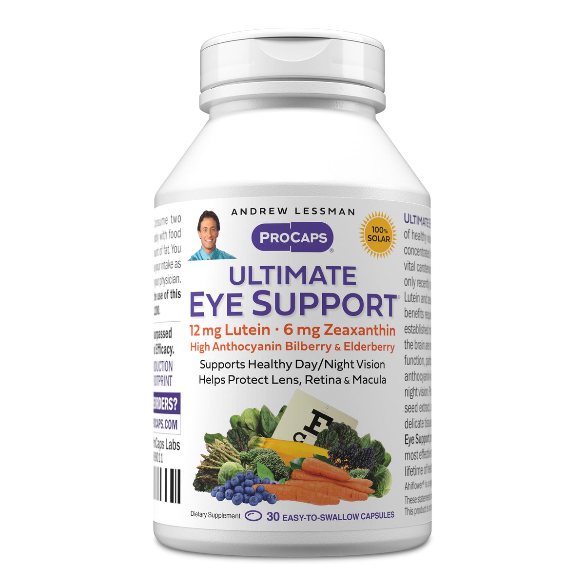 Andrew Lessman empaque frontal del producto mostrando ingredientes y beneficio ocular
