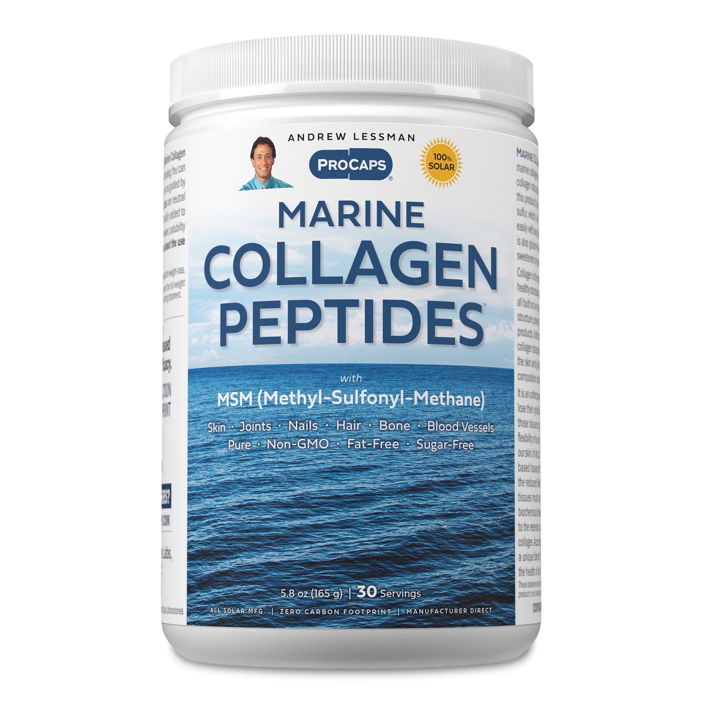 ANDREW LESSMAN envase frontal del colágeno marino que destaca pureza