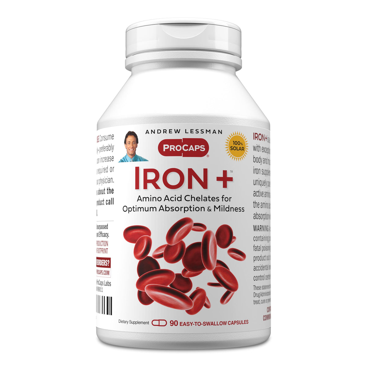 ANDREW LESSMAN envase frontal de Iron Plus mostrando composición y beneficio