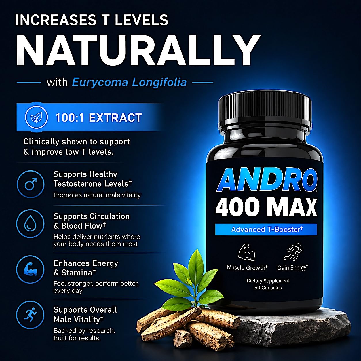 Andro400 comparación de tamaño junto a una mano para escala
