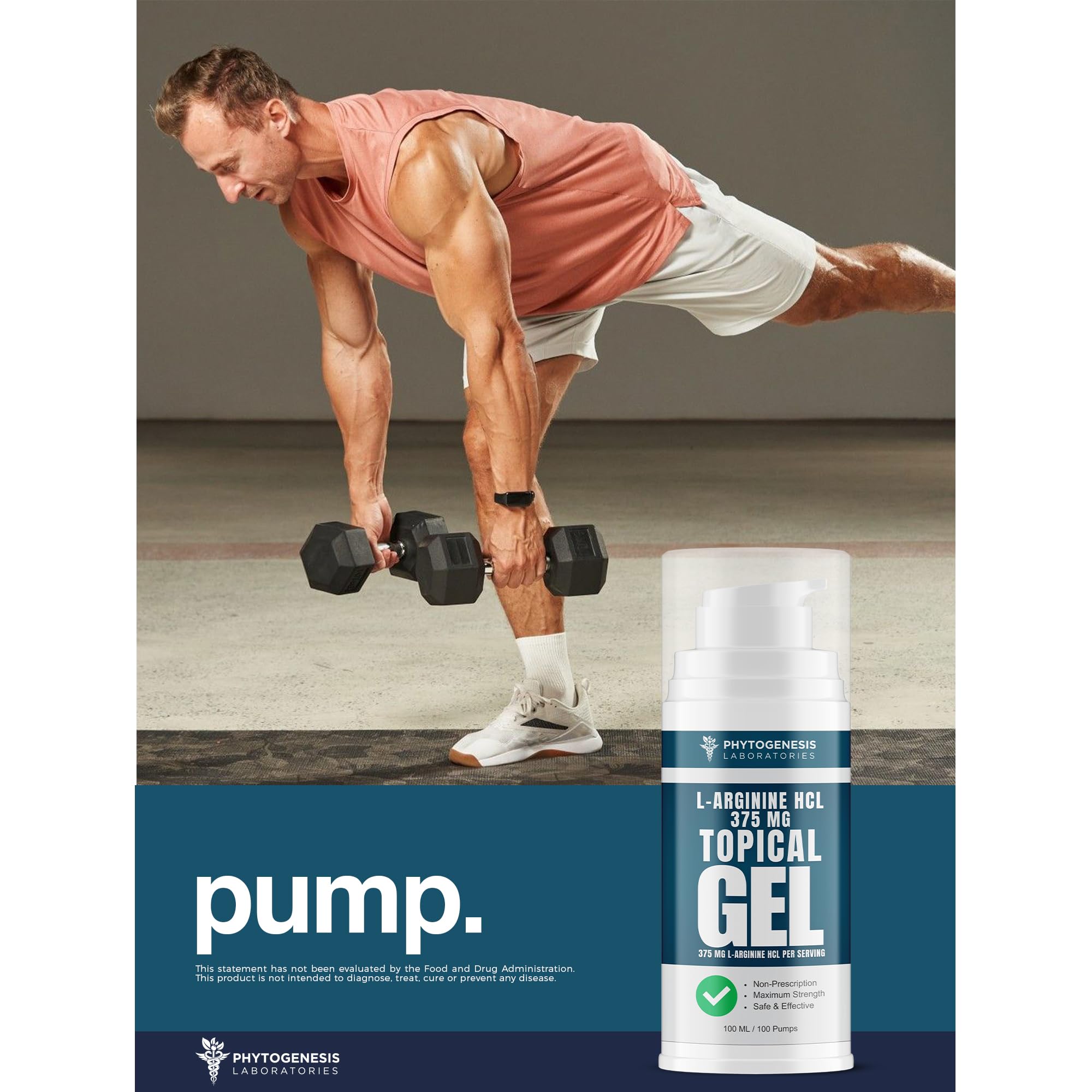 ANDROGENESIS gel junto a una mano para comparar tamaño y facilitar dosificación