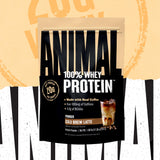 Animal etiqueta nutricional en detalle mostrando proteína, BCAA y cafeína