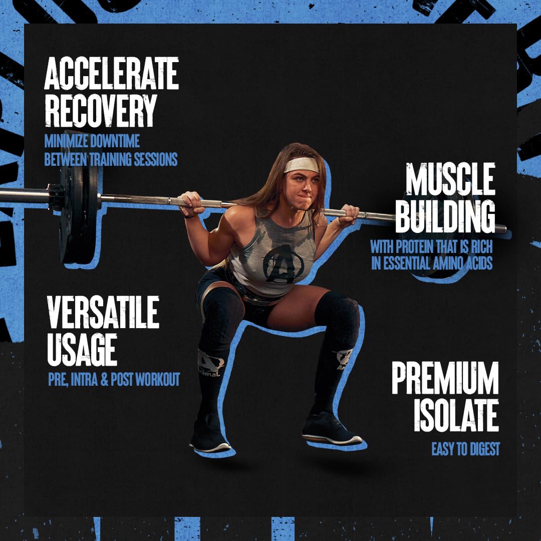 Animal Clear Whey servido en vaso con hielo, refrescante tras el entrenamiento