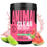 Animal Clear Whey frente del empaque mostrando etiqueta y sabor refrescante