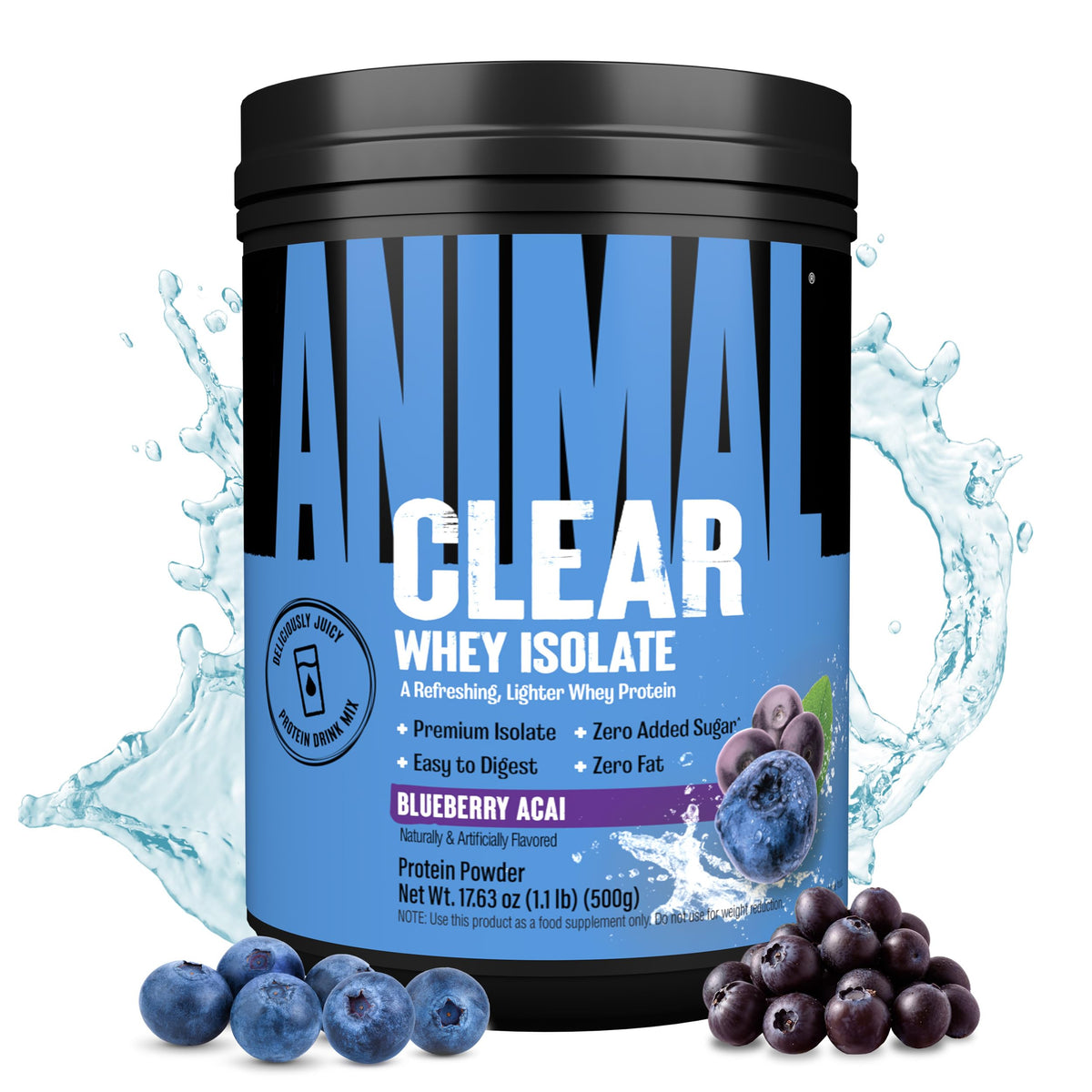 Animal Clear Whey frente del envase mostrando etiqueta y beneficios visibles