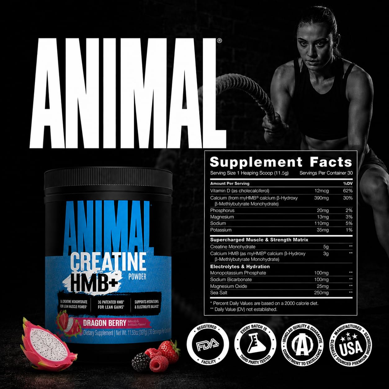 Animal polvo servido en vaso resaltando color y aroma Dragon Berry refrescante