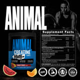 Animal pote junto a fruta y botella para ilustrar nutrición equilibrada