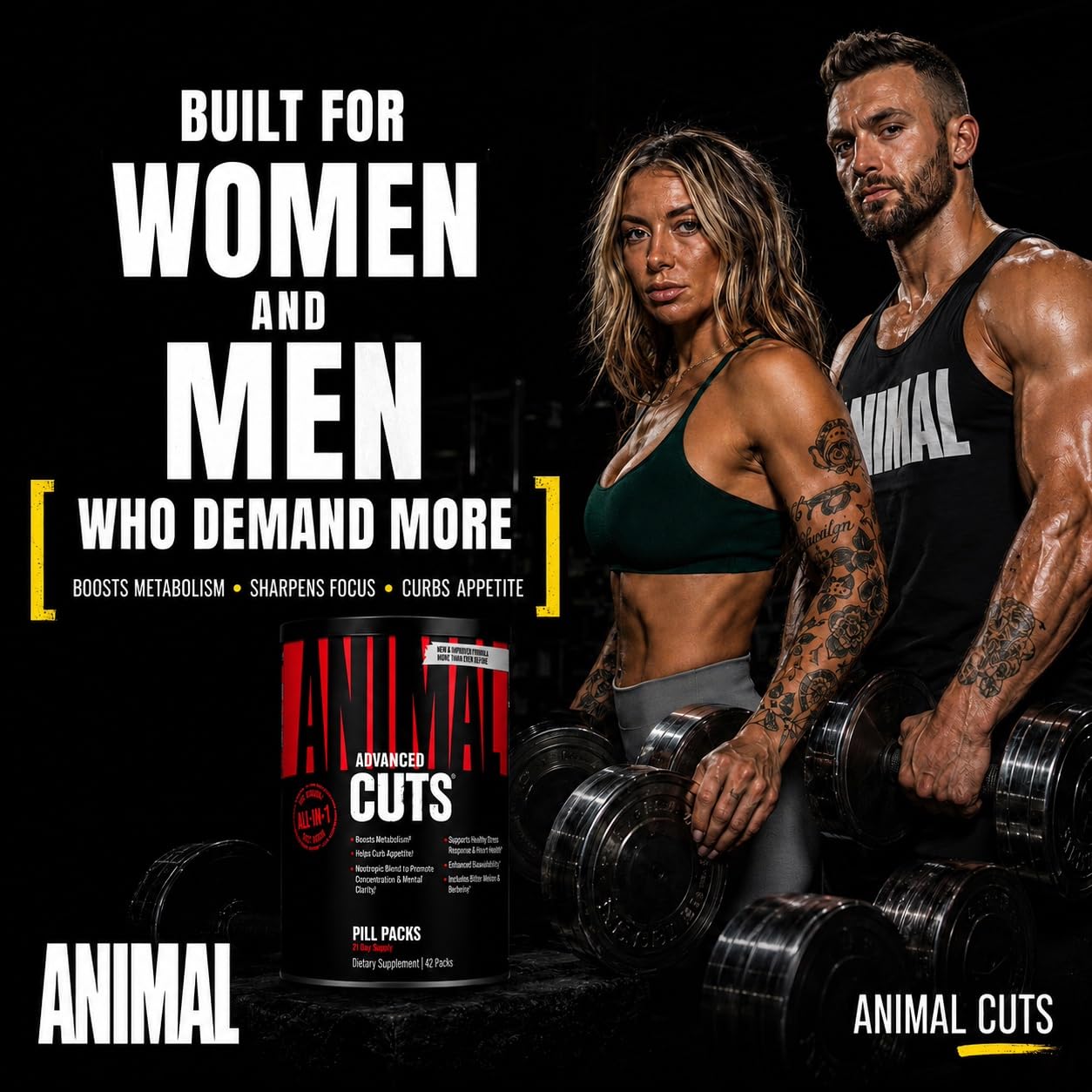 Animal Cuts paquete abierto con 42 pastillas y porciones listas para llevar