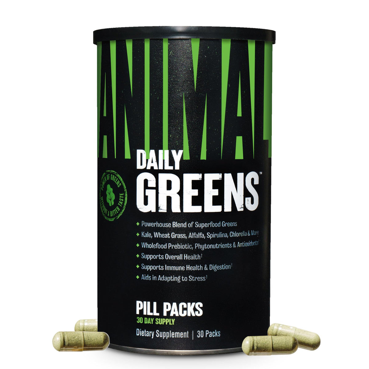 Animal Daily Greens frente del empaque muestra conveniencia diaria