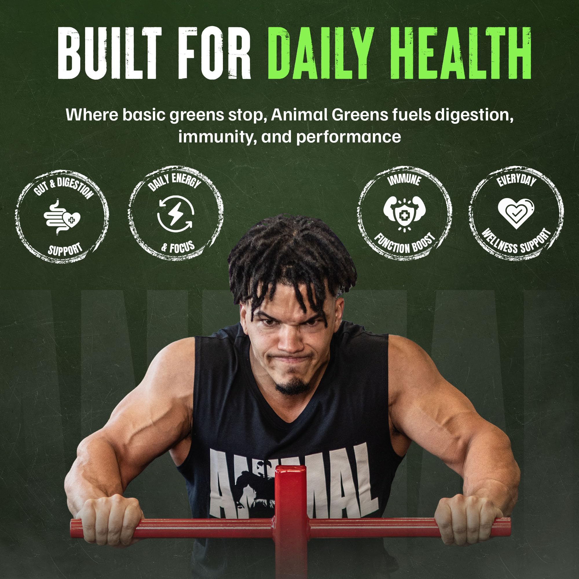 Animal Daily Greens primer plano de cápsula destaca pureza