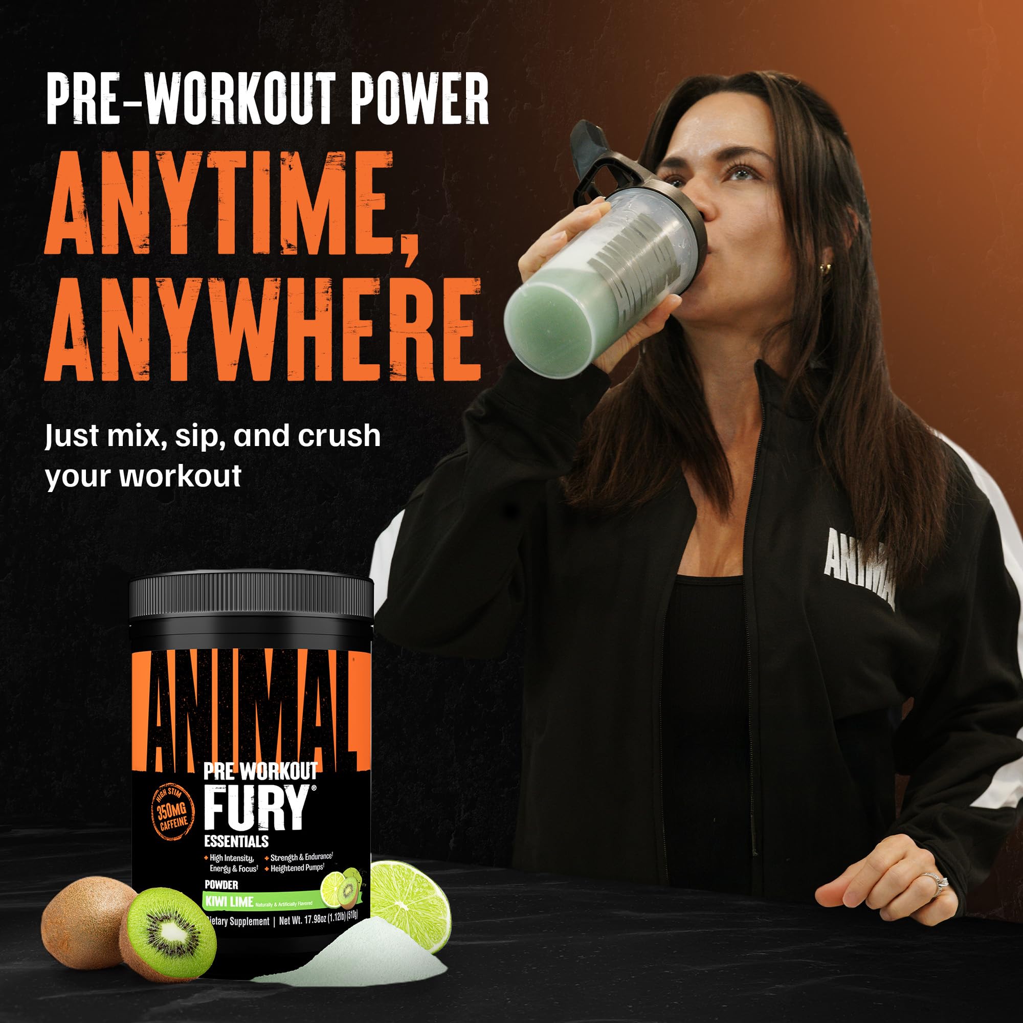 Animal Fury en vaso mezclado listo para entrenar y sabor refrescante