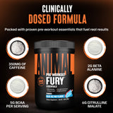 Animal Fury etiqueta con lista de ingredientes y dosis por servicio