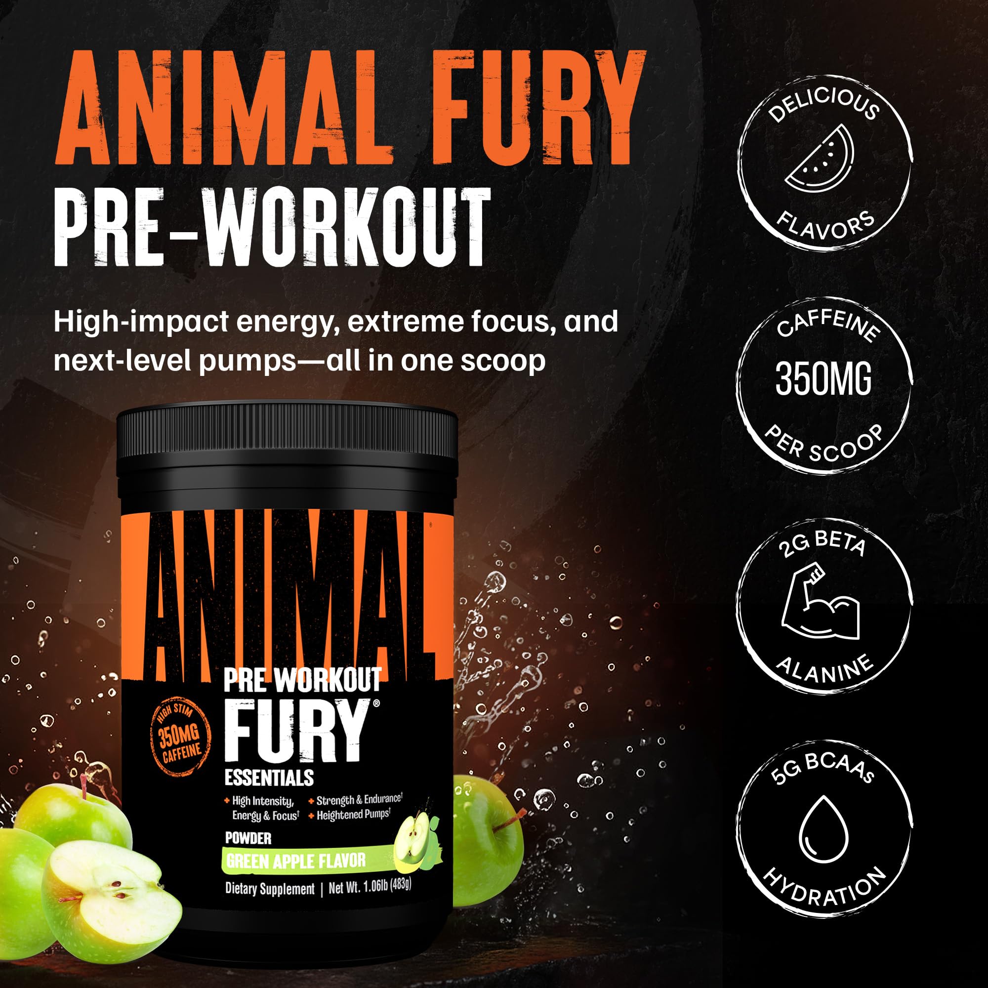 Polvo Animal Fury textura fina en primer plano que facilita mezcla sin grumos