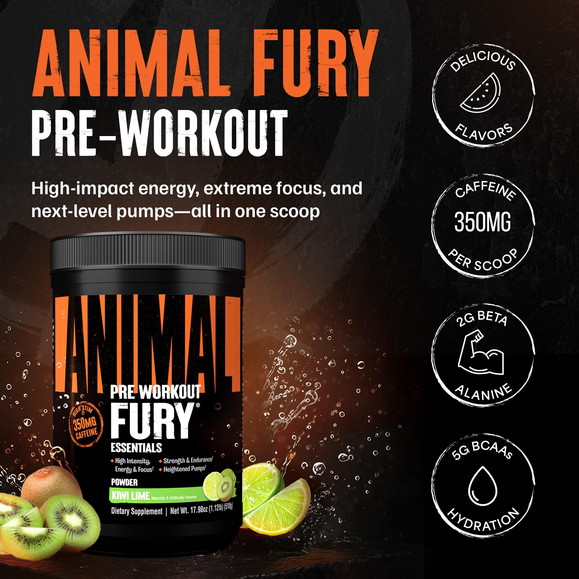 Animal Fury textura del polvo Kiwi Lime mezcla fina y sin grumos