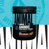 Animal Juiced Aminos textura del polvo en cuchara, mezcla instantánea fácil